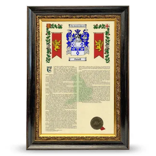 Purnell Armorial History Framed - Heirloom
