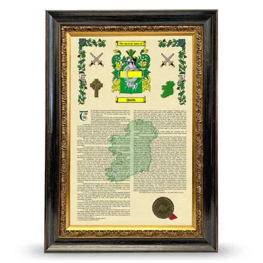 Quain Armorial History Framed - Heirloom