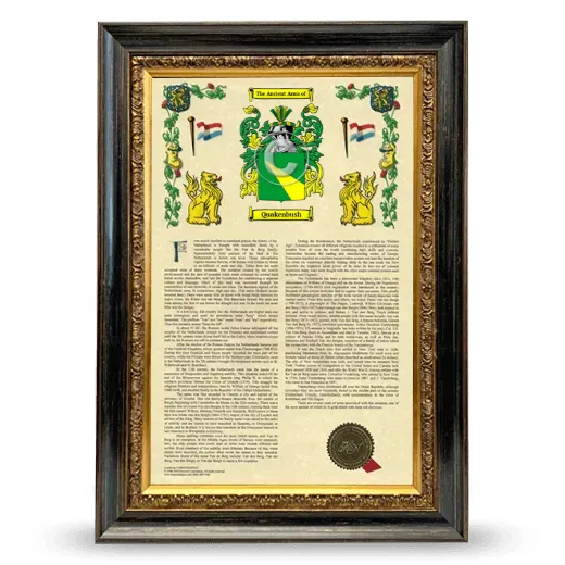 Quakenbush Armorial History Framed - Heirloom