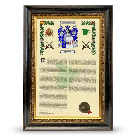 Quevedo Armorial History Framed - Heirloom