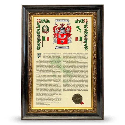 Quintanilla Armorial History Framed - Heirloom