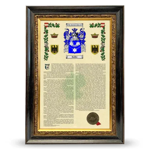 Radler Armorial History Framed - Heirloom