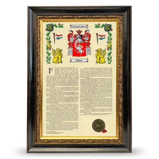Rames Armorial History Framed - Heirloom