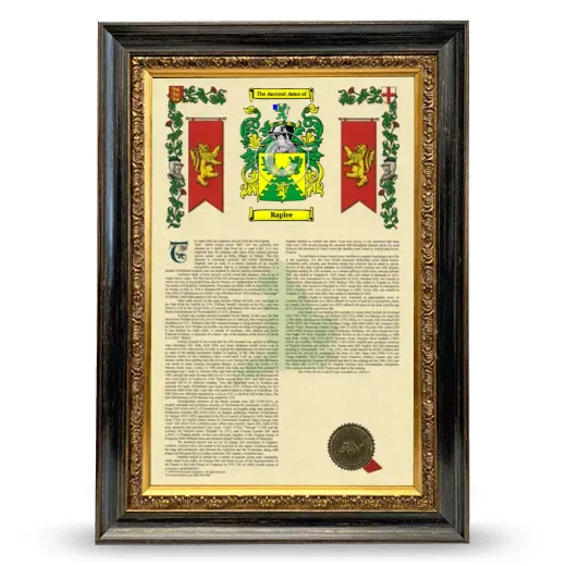 Raplee Armorial History Framed - Heirloom