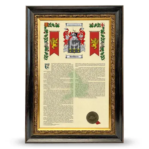 Rawlinson Armorial History Framed - Heirloom