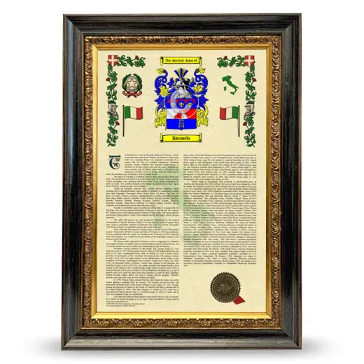 Riccardo Armorial History Framed - Heirloom