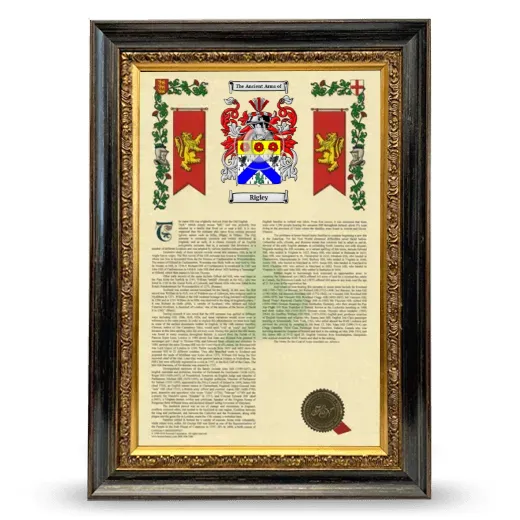 Rigley Armorial History Framed - Heirloom