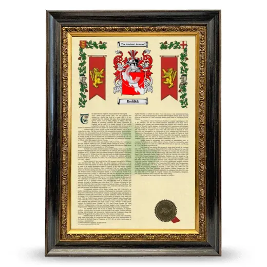 Roddick Armorial History Framed - Heirloom