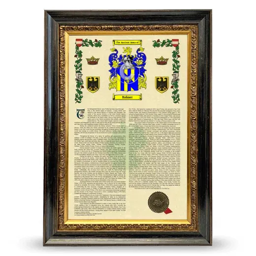 Rohner Armorial History Framed - Heirloom