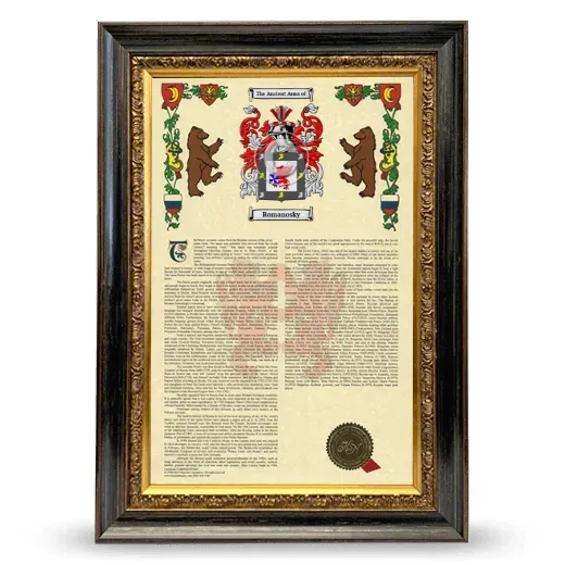 Romanosky Armorial History Framed - Heirloom