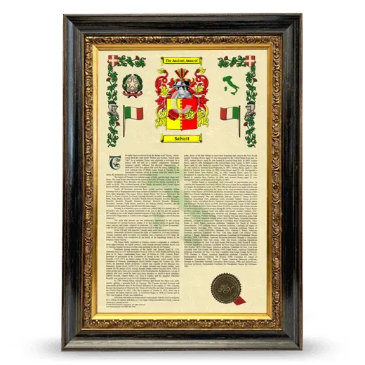 Salvati Armorial History Framed - Heirloom
