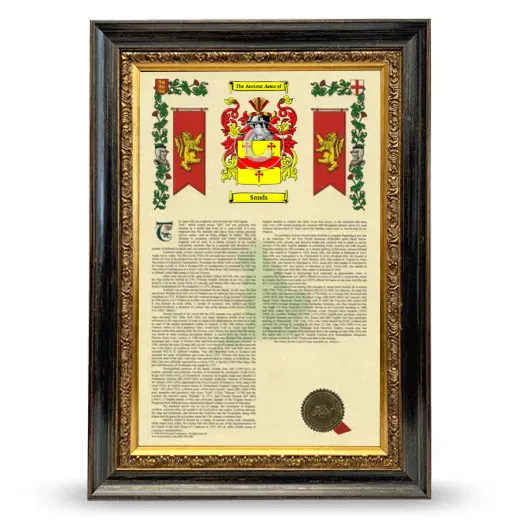Sands Armorial History Framed - Heirloom