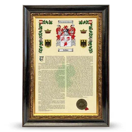 Serben Armorial History Framed - Heirloom