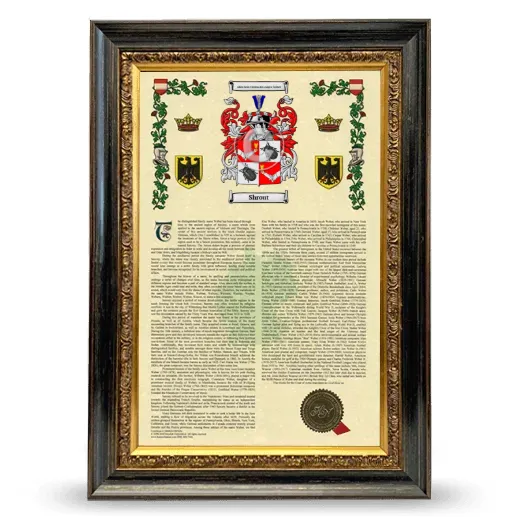 Shrout Armorial History Framed - Heirloom