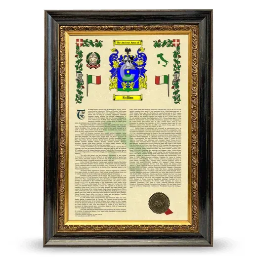 Sicilian Armorial History Framed - Heirloom