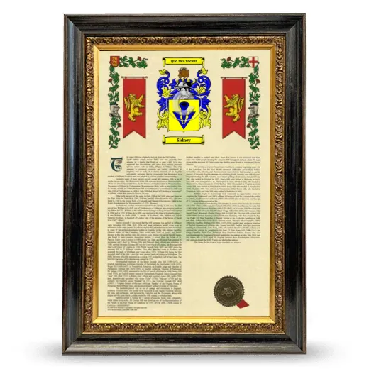 Sidney Armorial History Framed - Heirloom