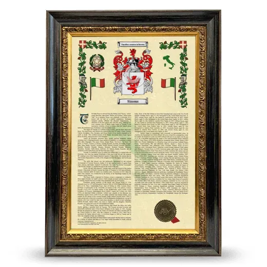 Simons Armorial History Framed - Heirloom