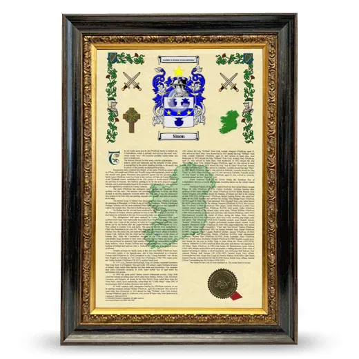 Sinon Armorial History Framed - Heirloom