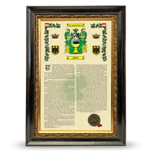 Snyder Armorial History Framed - Heirloom