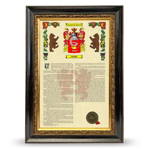 Sokolof Armorial History Framed - Heirloom
