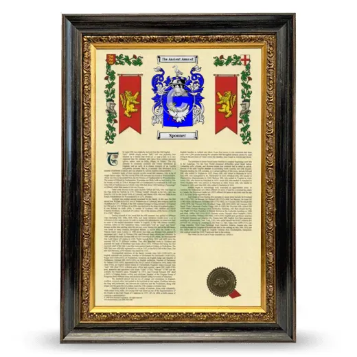 Spooner Armorial History Framed - Heirloom
