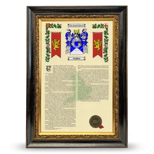 Stephen Armorial History Framed - Heirloom