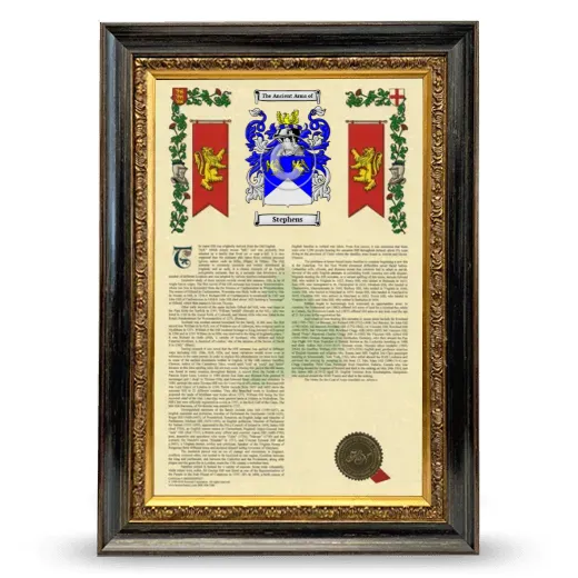 Stephens Armorial History Framed - Heirloom