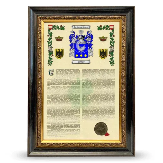 Stryker Armorial History Framed - Heirloom