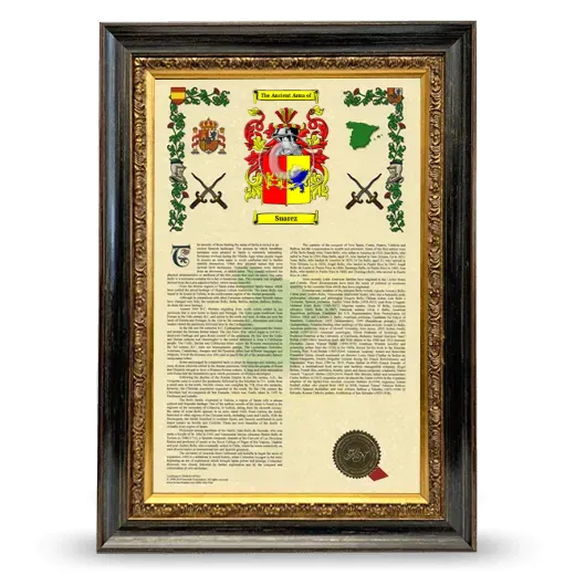 Suarez Armorial History Framed - Heirloom