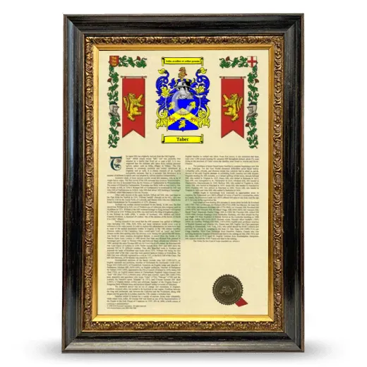 Taber Armorial History Framed - Heirloom