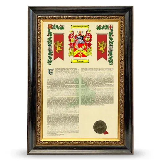 Tauton Armorial History Framed - Heirloom