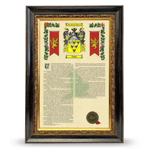 Thane Armorial History Framed - Heirloom