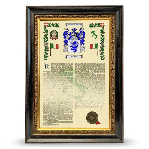 Valerie Armorial History Framed - Heirloom