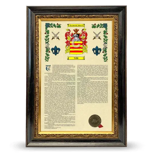 Valle Armorial History Framed - Heirloom