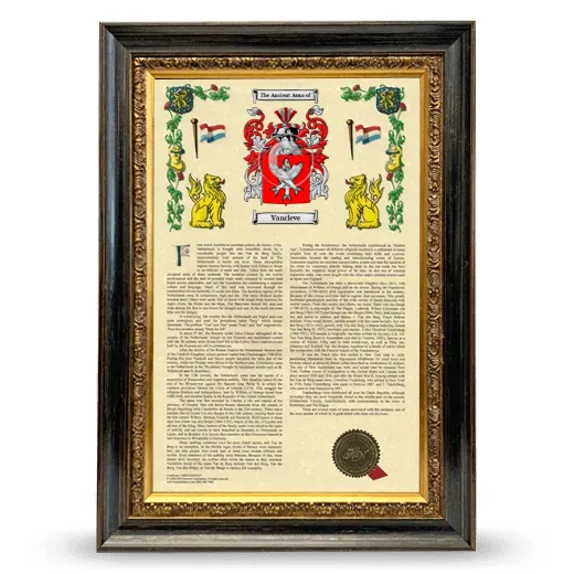Vancleve Armorial History Framed - Heirloom