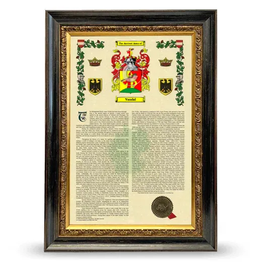 Vandal Armorial History Framed - Heirloom