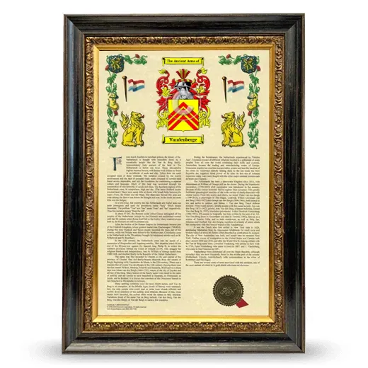 Vandenberge Armorial History Framed - Heirloom