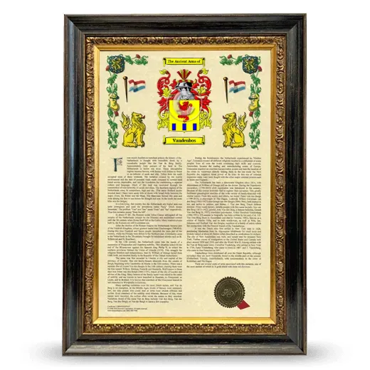 Vandenbos Armorial History Framed - Heirloom