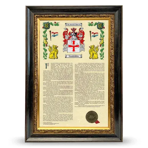 Vanderfeltz Armorial History Framed - Heirloom