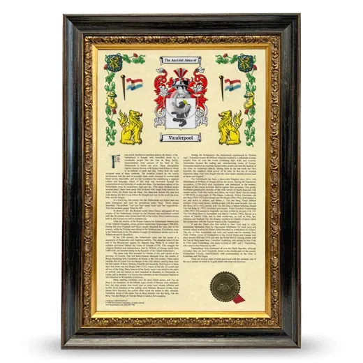 Vanderpool Armorial History Framed - Heirloom