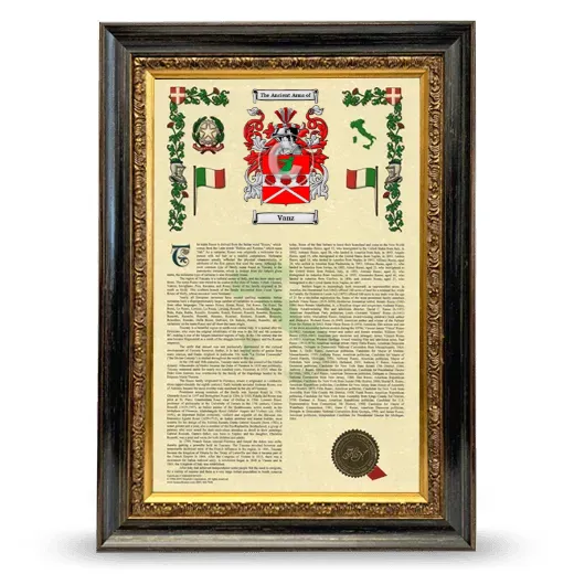 Vanz Armorial History Framed - Heirloom