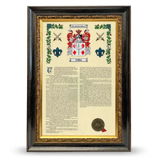 Veillon Armorial History Framed - Heirloom