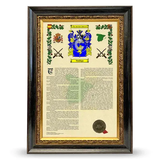 Verduga Armorial History Framed - Heirloom