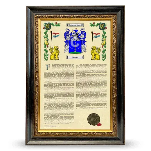 Vesper Armorial History Framed - Heirloom