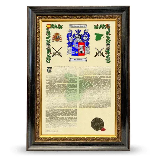 Villanova Armorial History Framed - Heirloom