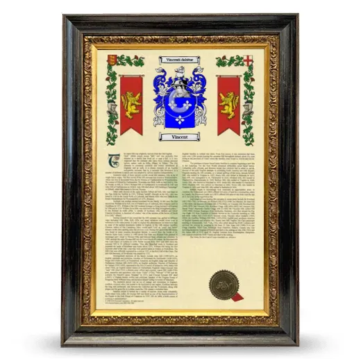 Vincent Armorial History Framed - Heirloom