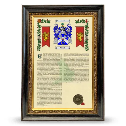 Vivash Armorial History Framed - Heirloom