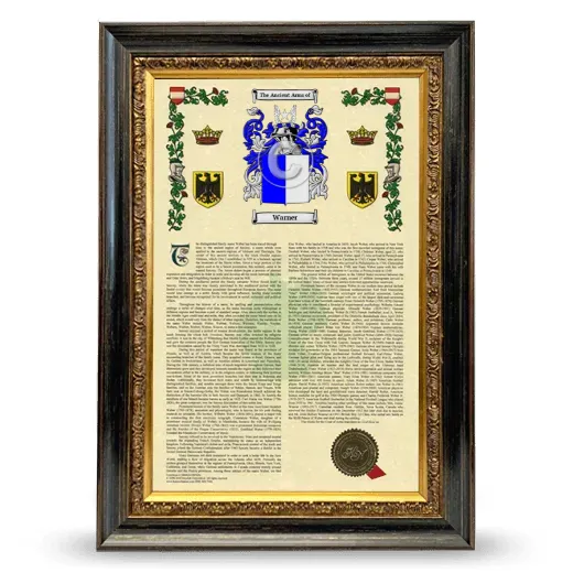 Warner Armorial History Framed - Heirloom