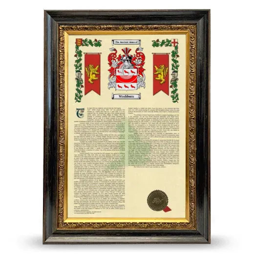 Washburn Armorial History Framed - Heirloom