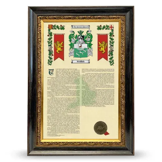 Weldish Armorial History Framed - Heirloom